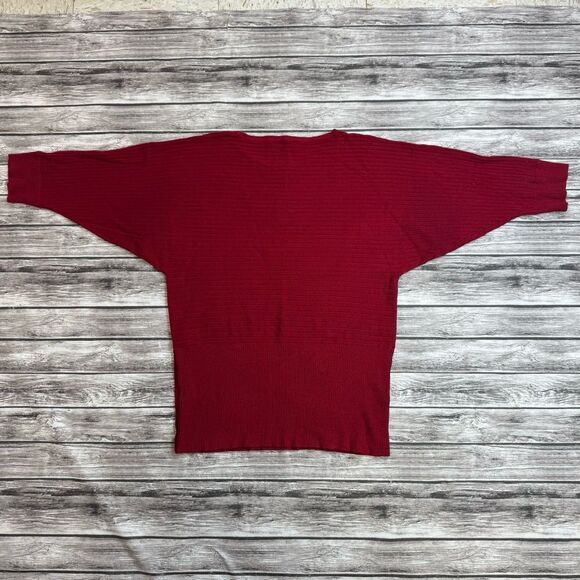 Cable & Gauge Women's Dolman Sleeve Sweater S SM Small Ruby Red Buttons Ribbed - Picture 12 of 12